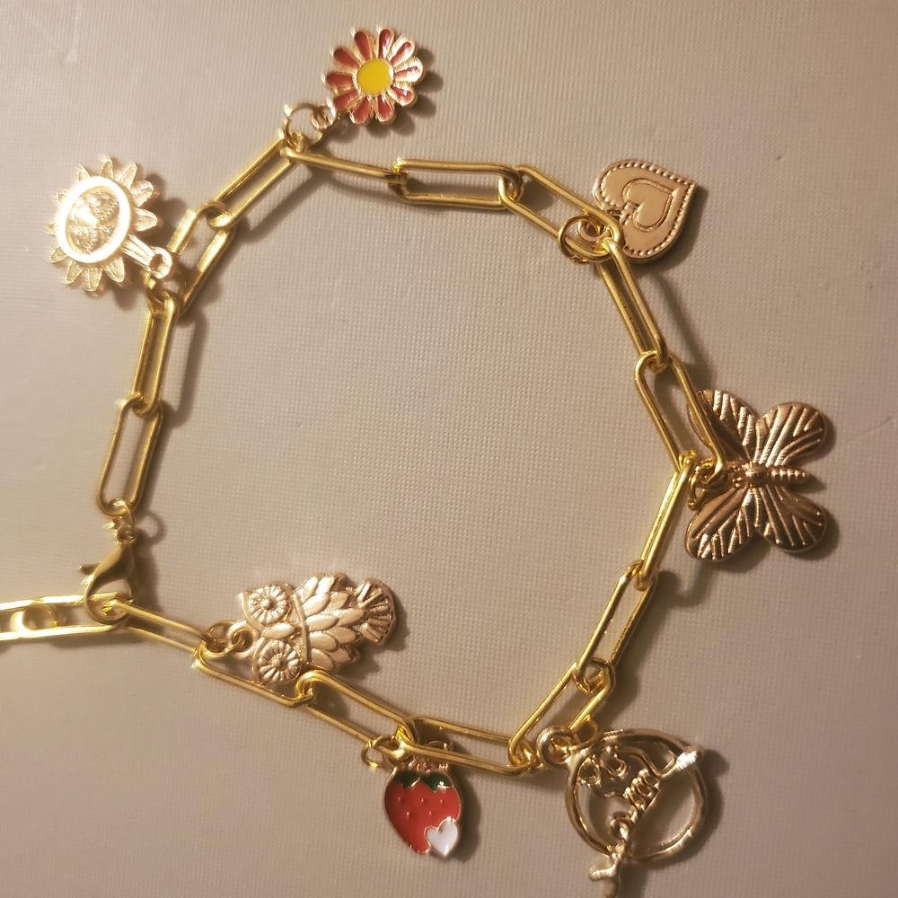 Handmade by my daughter. Gold Charm Bracelet.